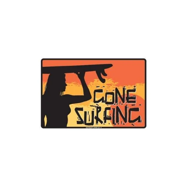PLAQUE METAL DECORATIVE GONE SURFING SUNSET