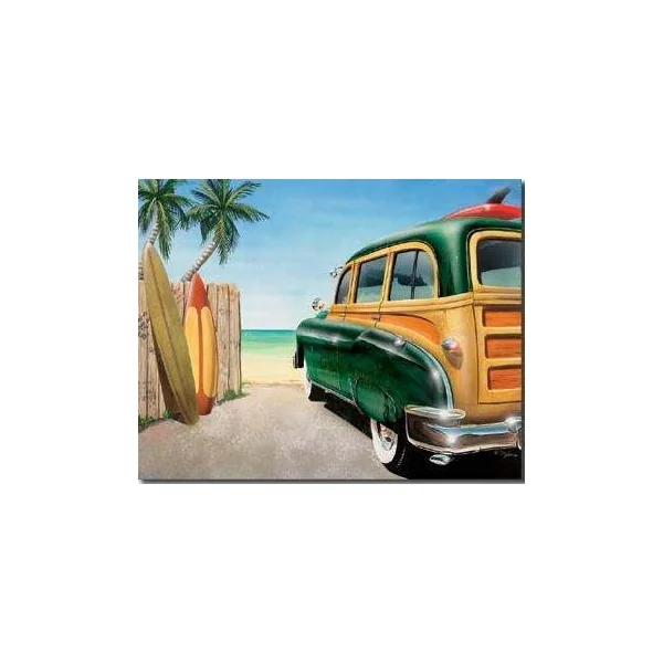 PLAQUE METAL DECORATIVE GREEN WOODY