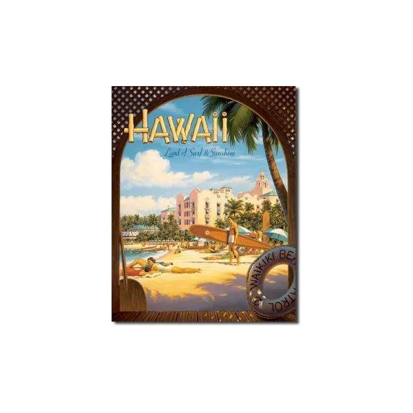 PLAQUE METAL DECORATIVE HAWAII WAIKIKI BEACH