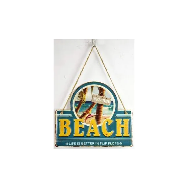 PLAQUE METAL DECORATIVE LIFE IN FLIP FLOP