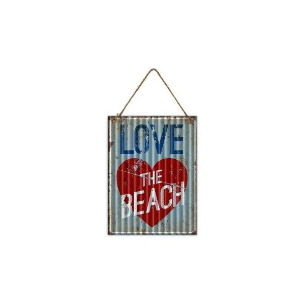 PLAQUE METAL DECORATIVE LOVE THE BEACH