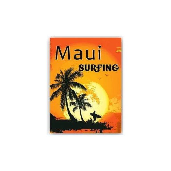 PLAQUE METAL DECORATIVE MAUI SURFING