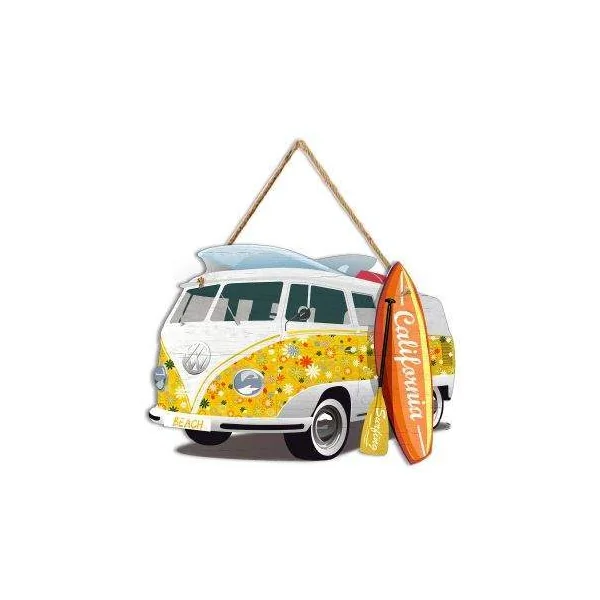 PLAQUE METAL DECORATIVE MINI BUS CALIFORNIA