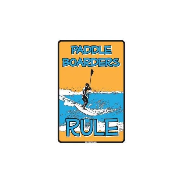 PLAQUE METAL DECORATIVE PADDLE BOARDER