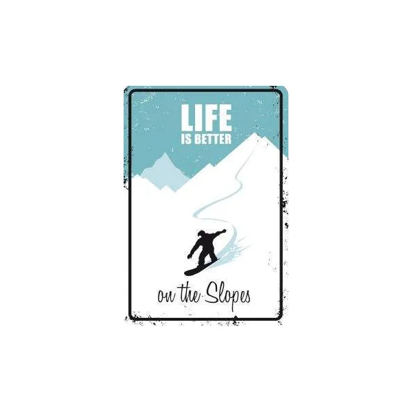 PLAQUE METAL DECORATIVE SLOPES SNOWBOARD