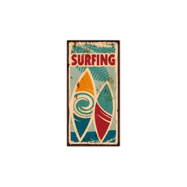 PLAQUE METAL DECORATIVE SURFING