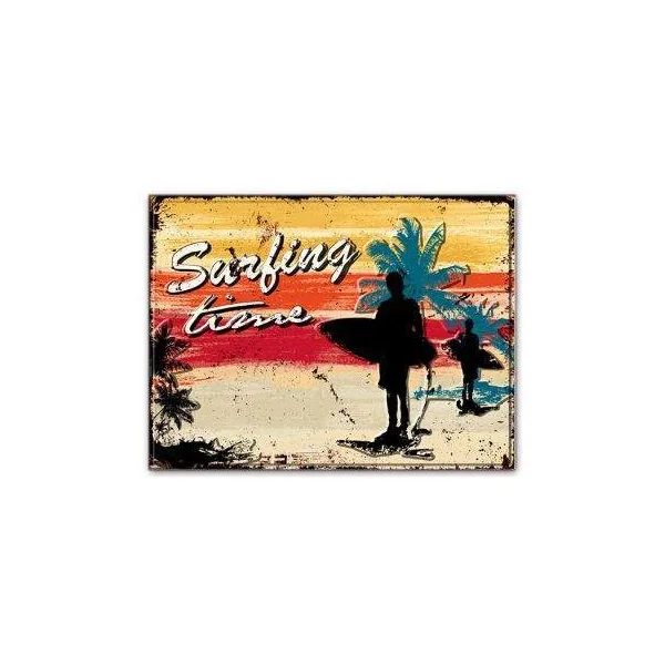 PLAQUE METAL DECORATIVE SURFING TIME