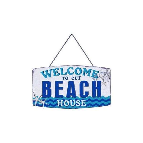 PLAQUE METAL DECORATIVE WELCOME TO OUR BEACH