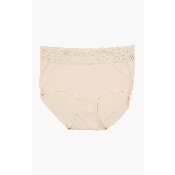 Platinum Lingerie - Culotte sans couture avec taille en dentelle Beige Large