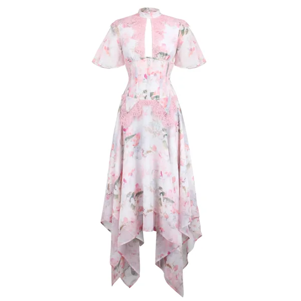 Robe corset fleurie rose