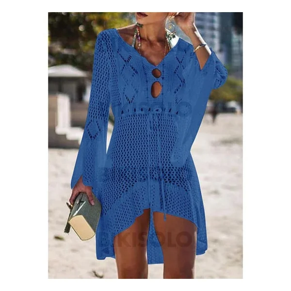 Robe de plage courte blanche Col V Sexy