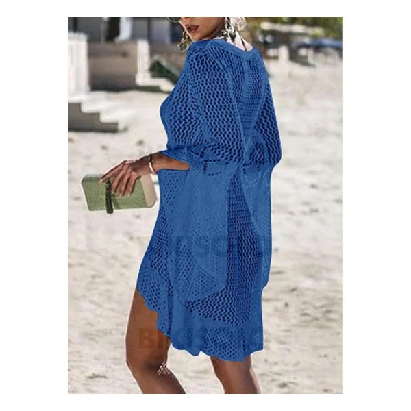 Robe de plage courte blanche Col V Sexy