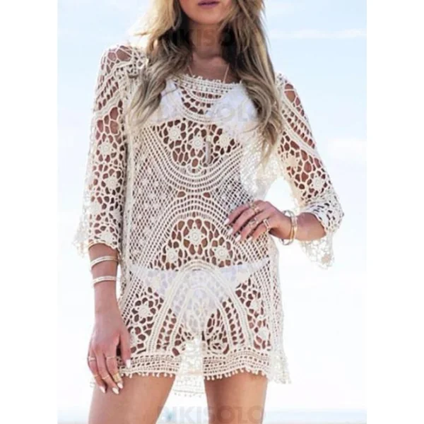 Robe de plage maille Col Rond Sexy