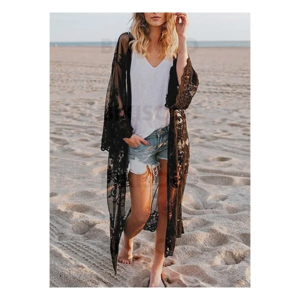 Robe de plage transparente noire