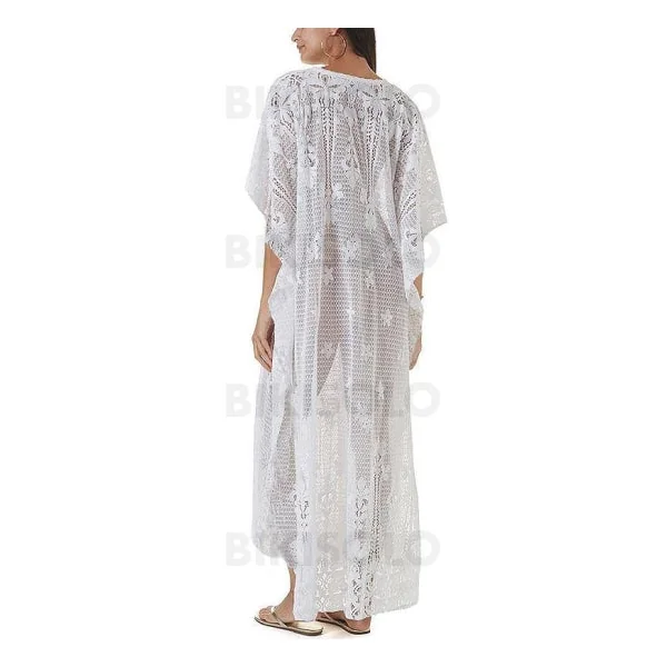 Robe longue de plage Couleur Unie Col V Bohème