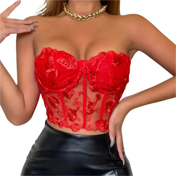 Soutien Bustier Dentelle Rouge