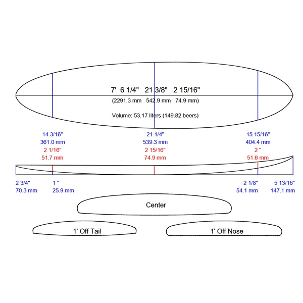 SURF DUKE EGG 7’6 PAULOWNIA