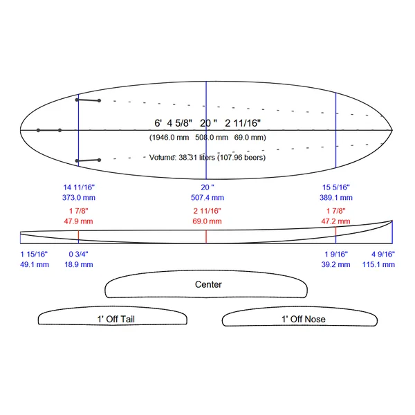 SURF DUKE HYBRIDE 6’4 PAULOWNIA