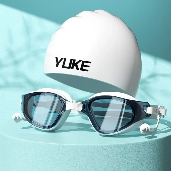 Swimming Goggles Cap Adult HD Anti Fog Swimming Goggles Set Waterproof Silicone Swim Glasses with Earplugs Anti-UV Swim Eyewear