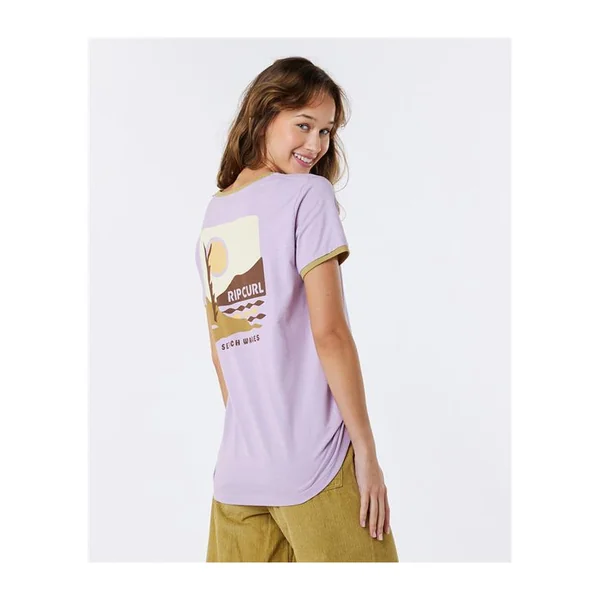 Teeshirt femme RIPCURL Color Block Ringer Tee Lilac