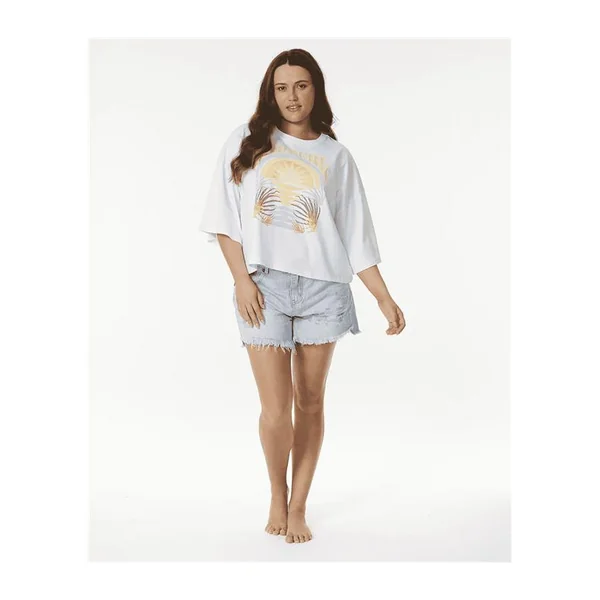 Teeshirt femme RIPCURL Glow Heritage Crop Tee White