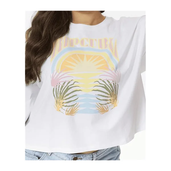 Teeshirt femme RIPCURL Glow Heritage Crop Tee White