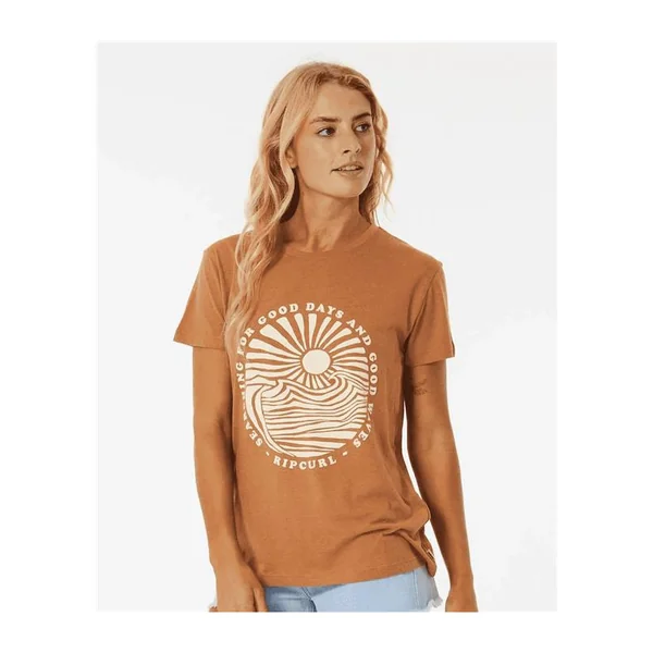 Teeshirt femme RIPCURL Good Waves Standard Tee Light Brown Taille:S