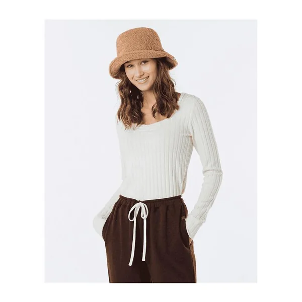 Teeshirt femme RIPCURL Open Neck Cosy Ls Ecru Marle
