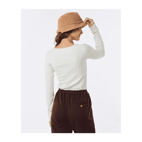 Teeshirt femme RIPCURL Open Neck Cosy Ls Ecru Marle