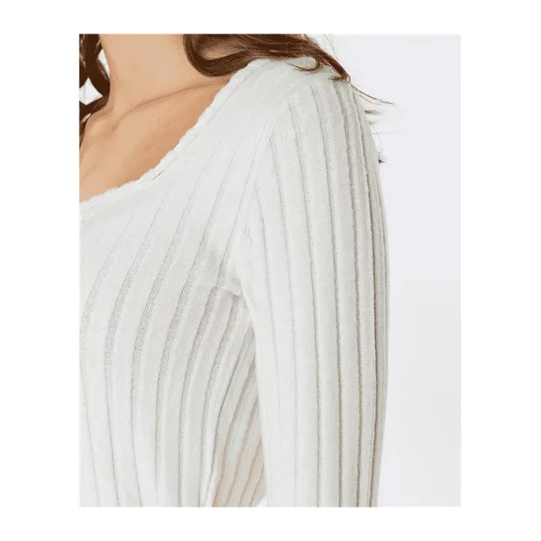 Teeshirt femme RIPCURL Open Neck Cosy Ls Ecru Marle