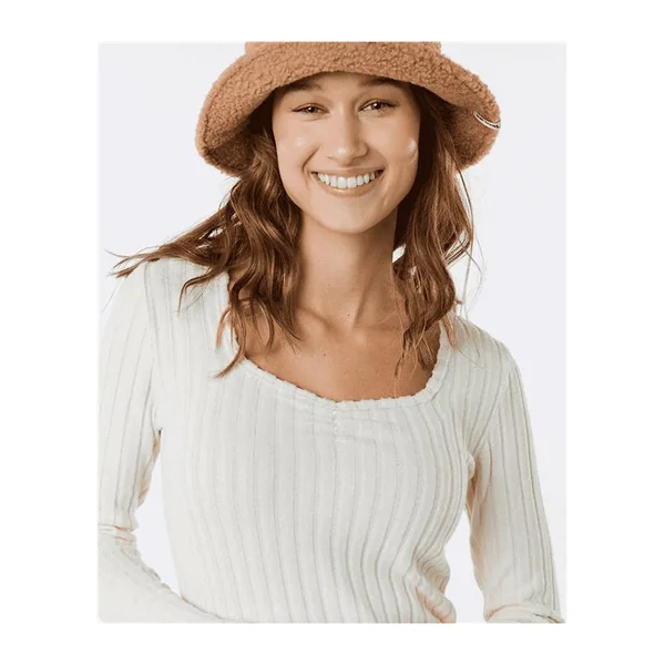 Teeshirt femme RIPCURL Open Neck Cosy Ls Ecru Marle