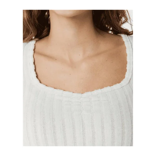 Teeshirt femme RIPCURL Open Neck Cosy Ls Ecru Marle