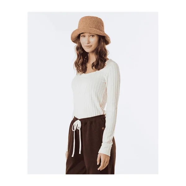 Teeshirt femme RIPCURL Open Neck Cosy Ls Ecru Marle