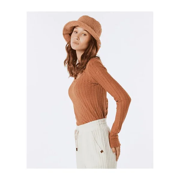 Teeshirt femme RIPCURL Open Neck Cosy Ls Light Brown