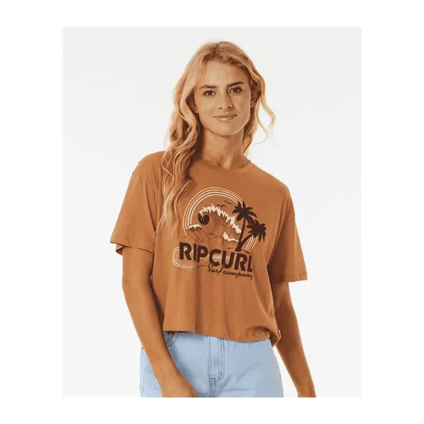 Teeshirt femme RIPCURL Rainbow Waves Crop Tee Light Brown