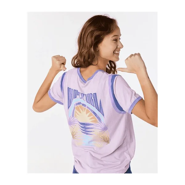 Teeshirt femme RIPCURL Ringer Surf Revival Tee Lilac