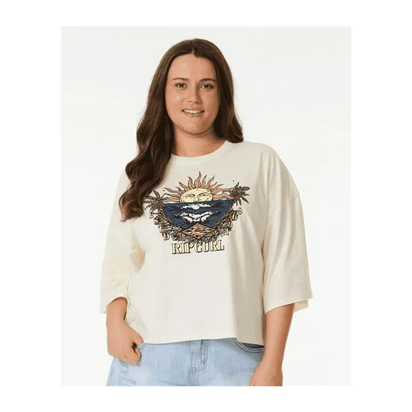 Teeshirt femme RIPCURL Shore Break Heritage Crop Tee Bone