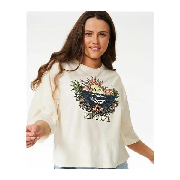 Teeshirt femme RIPCURL Shore Break Heritage Crop Tee Bone