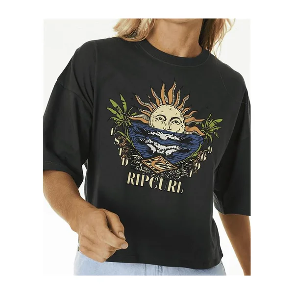 Teeshirt femme RIPCURL Shore Break Heritage Crop Tee Washed Black