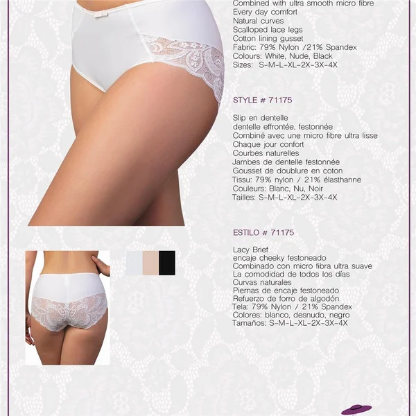 Vaccarelli - Culotte haute avec fesses en dentelle Noir XX-Large Fancy Panty