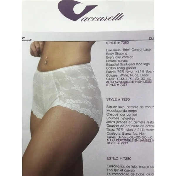 Vaccarelli - Culotte haute gainante en dentelle Nude Large
